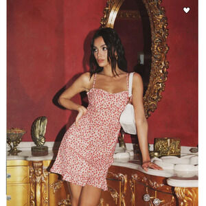 Princess Polly‎ Women's Deniz Mini Dress Blush Red Flowers Sz 6 Spring Summer